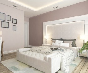 Simple and bright bedroom with bed Stock Photo 03