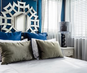 Simple and bright bedroom with bed Stock Photo 04