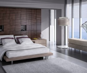 Simple and bright bedroom with bed Stock Photo 10