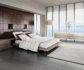 Simple and bright bedroom with bed Stock Photo 11