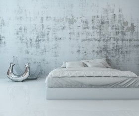 Simple bedroom with bed Stock Photo 01