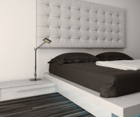 Simple bedroom with bed Stock Photo 02