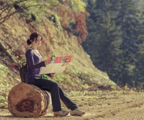 Sit down and rest the tourists Stock Photo