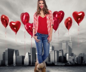 Smiling girl with a Valentines gift HD picture 01