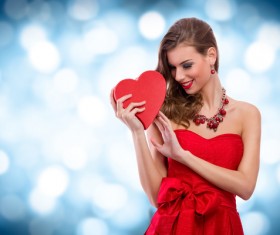 Smiling girl with a Valentines gift HD picture 03