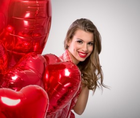 Smiling girl with a Valentines gift HD picture 06