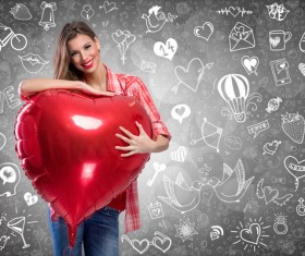 Smiling girl with a Valentines gift HD picture 09