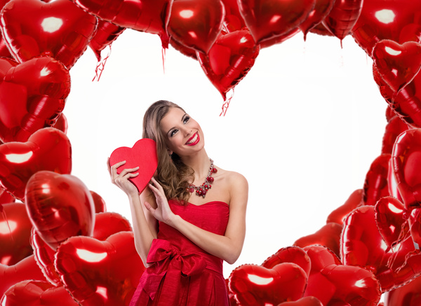 Smiling girl with a Valentines gift HD picture 11