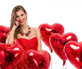 Smiling girl with a Valentines gift HD picture 18