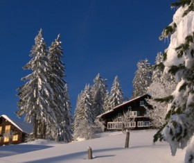 Snow-covered villas Stock Photo
