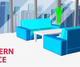 Sofa in big modern business office vector