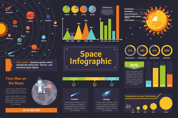 Space infographic template vectors material 01