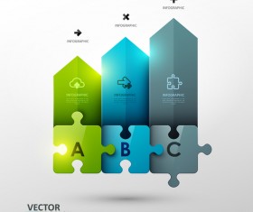 Statistick puzzle infographic template vector 01