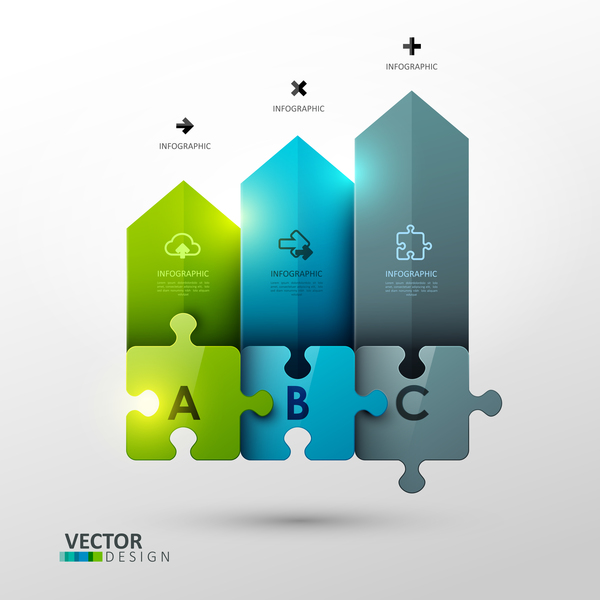 Statistick puzzle infographic template vector 01