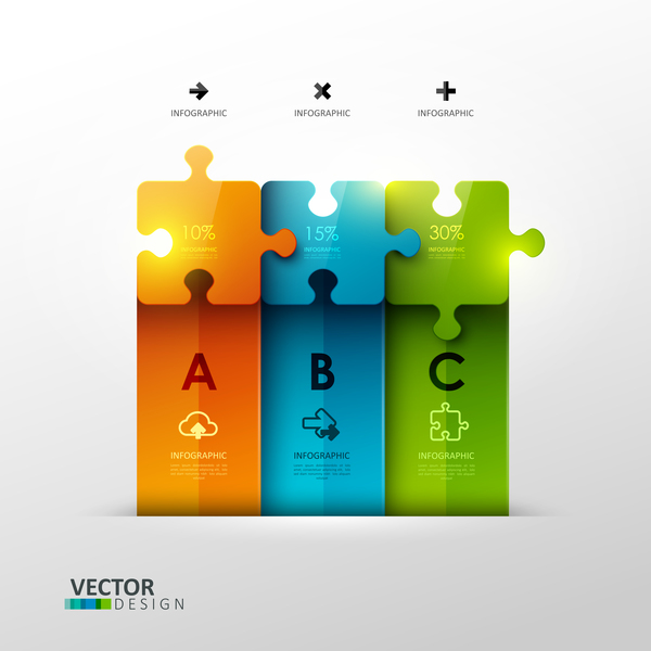 Statistick puzzle infographic template vector 02
