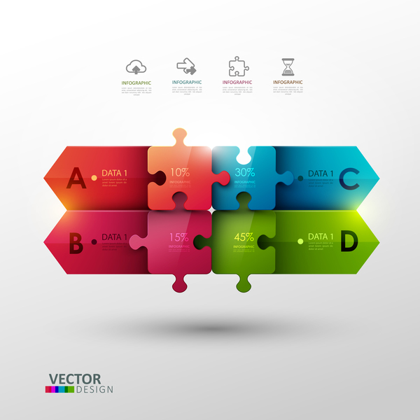 Statistick puzzle infographic template vector 03