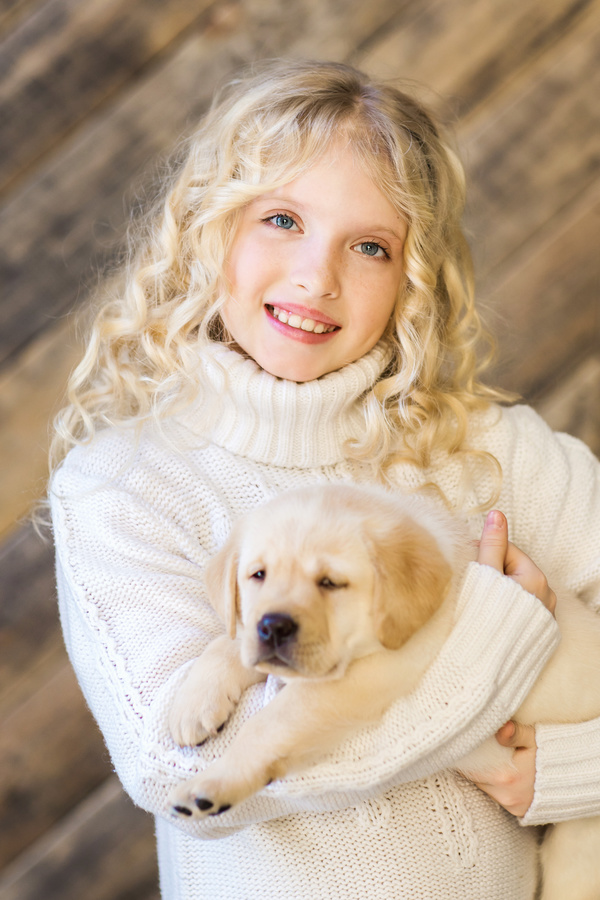 Stock Photo The little girl and Labrador 07