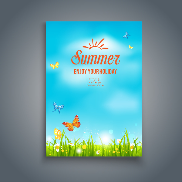 Summer holiday flyer and cover brochure template vector 06