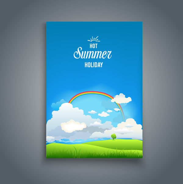 Summer holiday flyer and cover brochure template vector 07