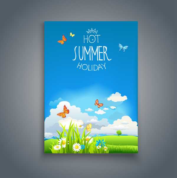 Summer holiday flyer and cover brochure template vector 08