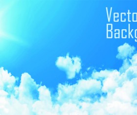 Sunny sky and white clouds vector backgrounds 03