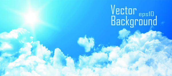 Sunny sky and white clouds vector backgrounds 03