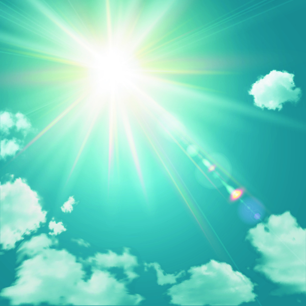 Sunny sky and white clouds vector backgrounds 04