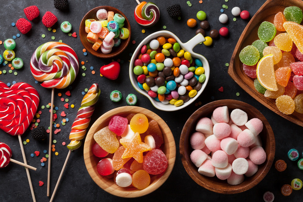 Sweets on a black background Stock Photo 04