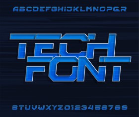 Tech font alphabet vectors