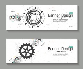Technology banner vector template with gear