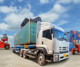 Terminals busy truck Stock Photo
