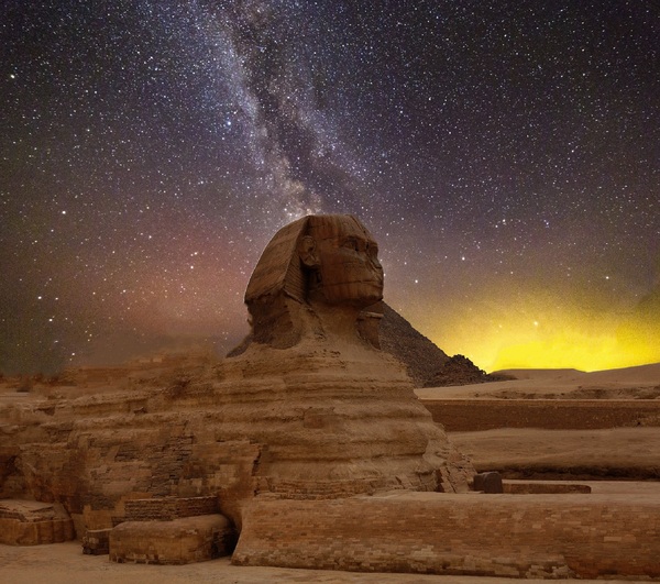 The Sphinx at night Stock Photo