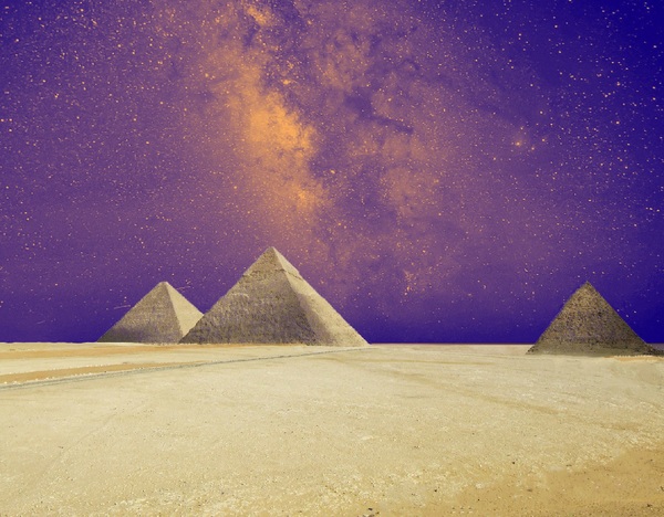 The pyramids of the night Stock Photo