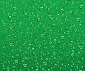 Transparent water droplets with green background vector