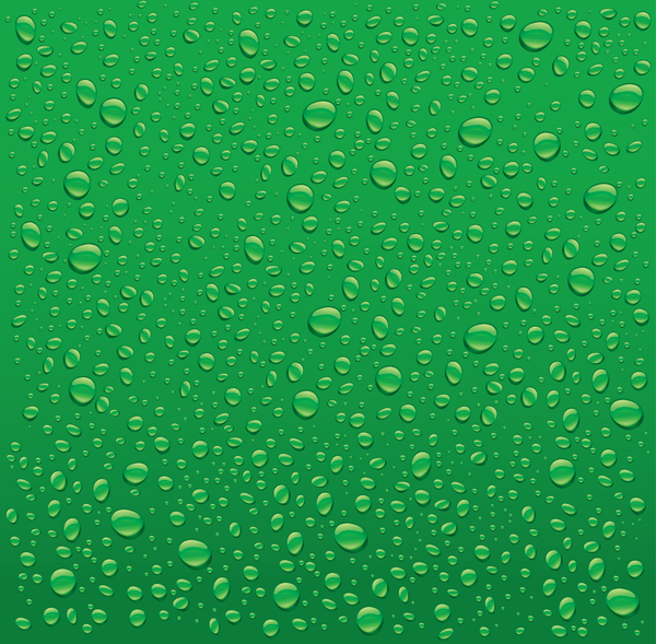 Transparent water droplets with green background vector free download