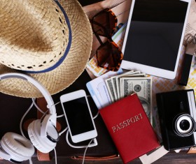 Travel essential equipment Stock Photo