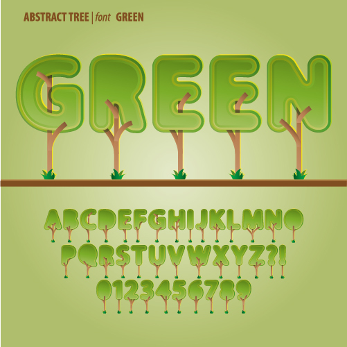 Tree with green alphabet vector material