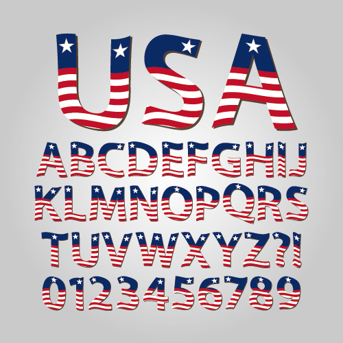 USA sytles number with alphabet vector