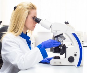 Use a microscope for the doctor Stock Photo