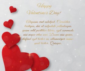 Valentine day cards for you text with red heart vectors template