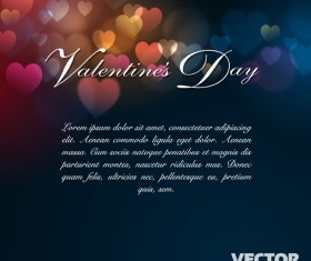 Valentine day dark blue background with blurs heart vector