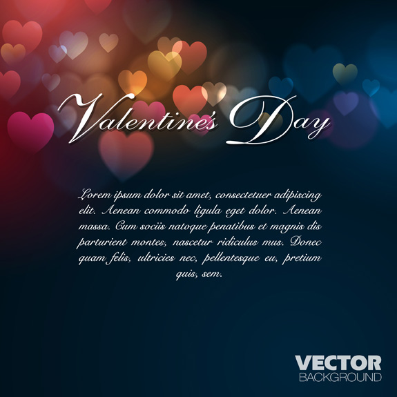 Valentine day dark blue background with blurs heart vector