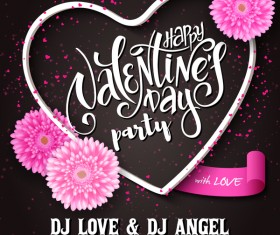 Valentine day heart cards with dark background vector 01