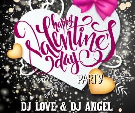 Valentine day heart cards with dark background vector 02