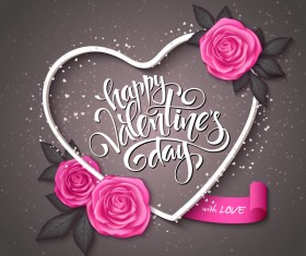 Valentine day heart cards with dark background vector 04