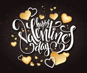 Valentine day heart cards with dark background vector 05