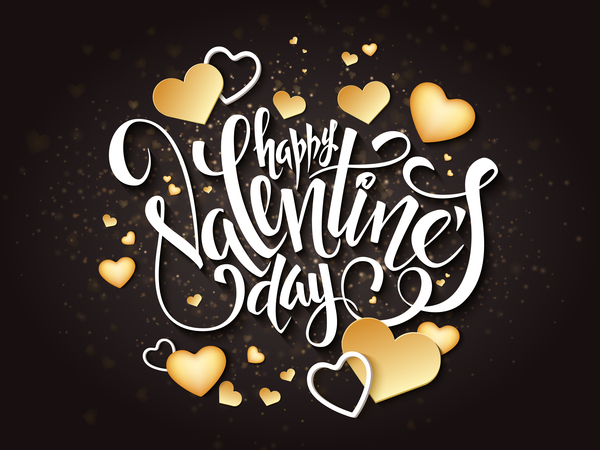 Valentine day heart cards with dark background vector 05
