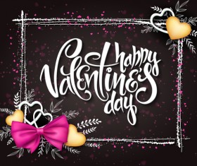 Valentine day heart cards with dark background vector 06