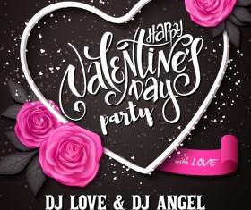 Valentine day heart cards with dark background vector 07