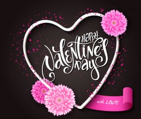 Valentine day heart cards with dark background vector 08